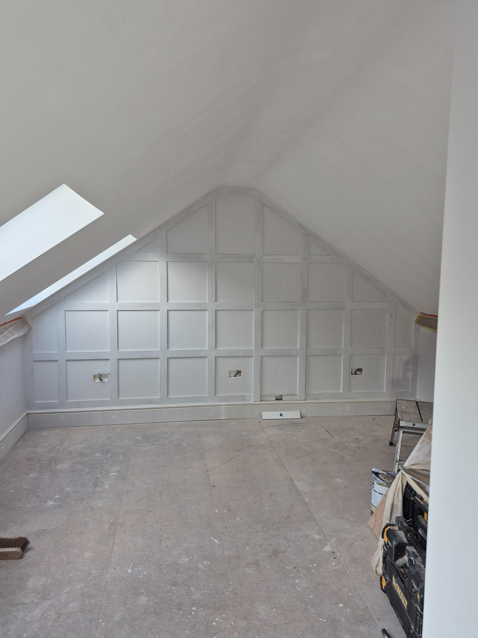 Attic Conversion & Bespoke Staircase - Panelling and preparation